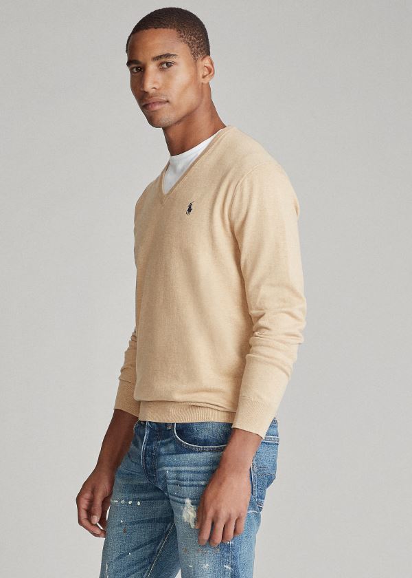 Polo Ralph Lauren Cotton V-Neck Striktrøje Herre Danmark (JRVSI3948)